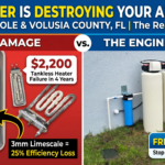 Comparison of limescale damage in a tankless water heater vs. teatment system in Seminole County, Florida