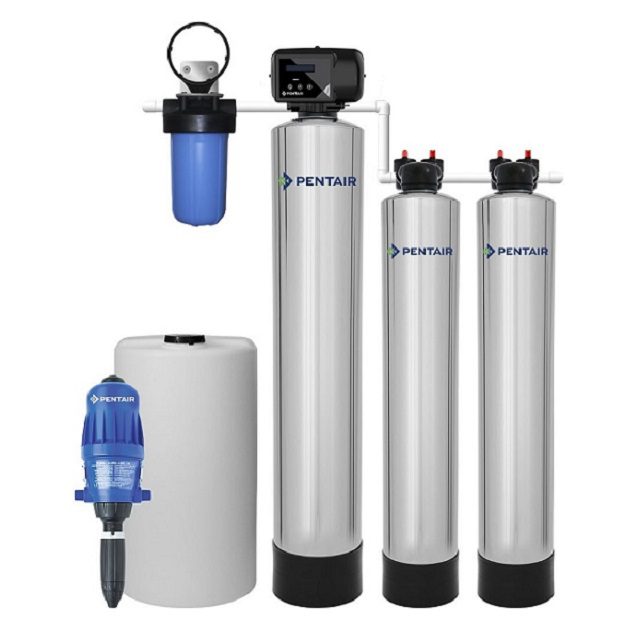 Well water treatment from Pentair consists of chlorination , iron removal , carbon filter and water softener